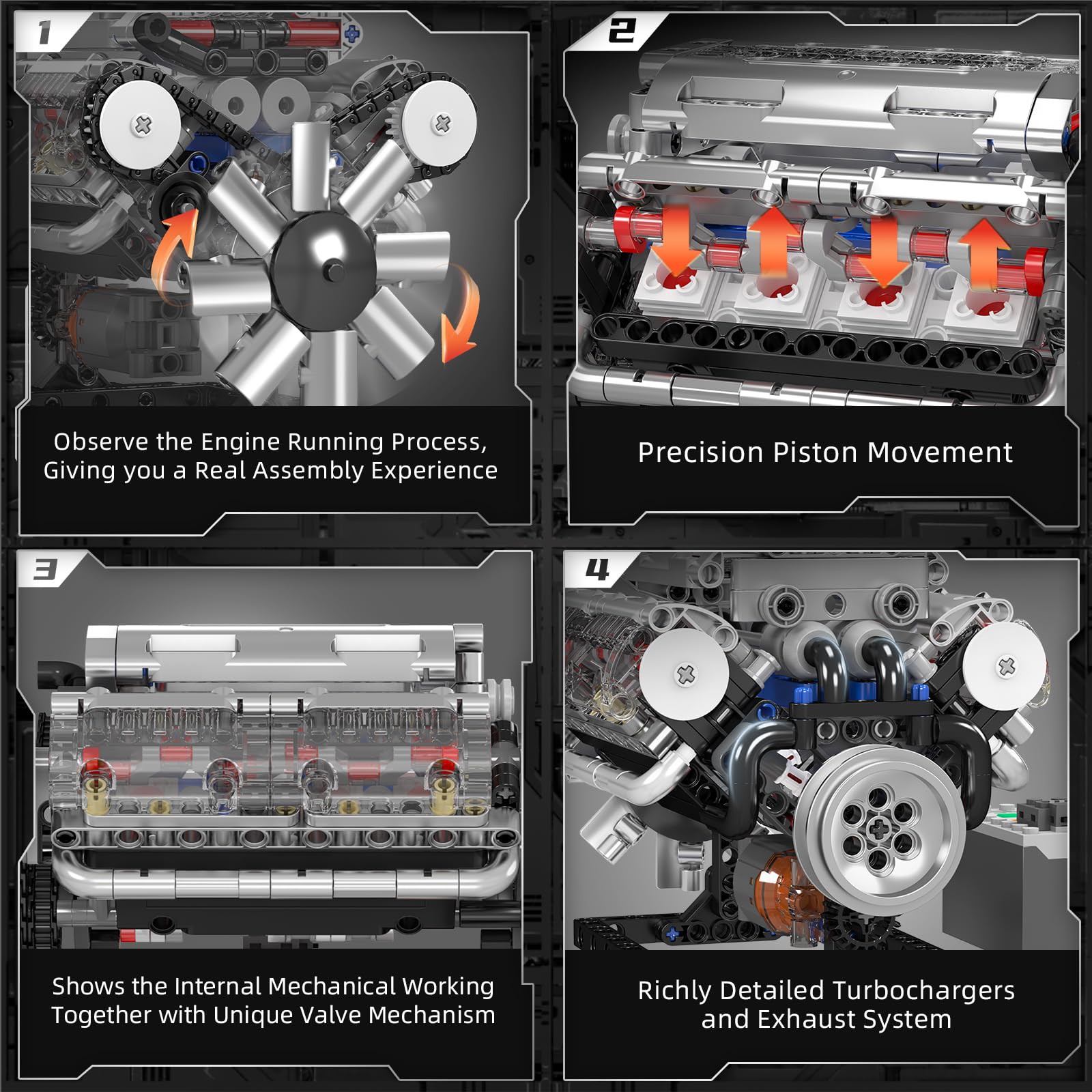 Mould King 10088 V8 Motor Bouw - Model Kit Engine V8 recensie en prijs